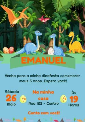 Convite de Aniversário Dinossauros para Editar Online