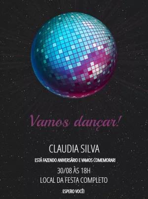 Convite de Aniversário Danceteria Disco para Editar Online
