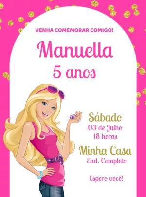 Convite de Aniversário Barbie para Editar Online