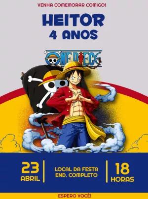 Convite de Aniversário One Piece com Luffy para Editar Online
