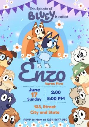 Editable Bluey Birthday Invitation with Characters