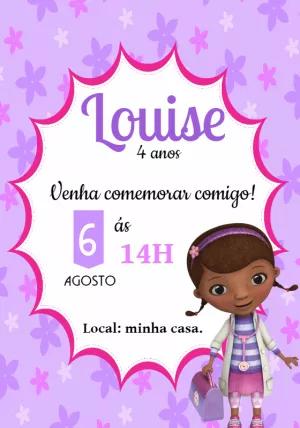 Convite de Aniversário Doutora Brinquedo para Editar Online