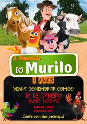 Convite Aniversário Fazenda do Zenon com Personagens para Editar