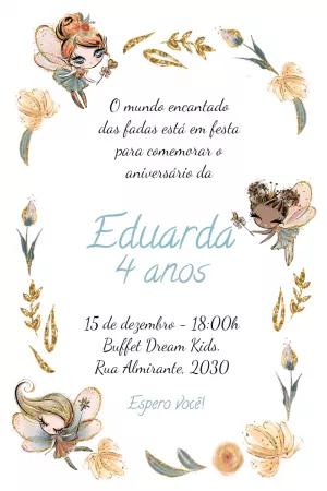 Convite Aniversário Jardim Encantado das Fadas para Editar