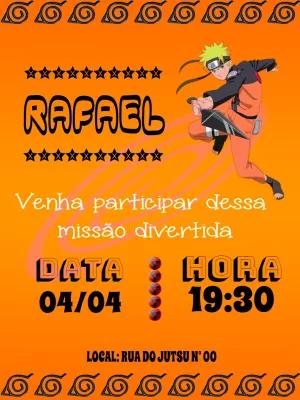 Convite de Aniversário Naruto com Personagem para Editar Online