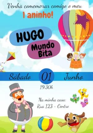 Convite Aniversário Mundo Bita com Personagens para Editar Online