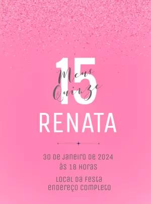 Convite de 15 Anos Rosa com Glitter para Editar Online