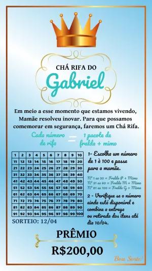 Convite Chá Rifa Príncipe com Coroa Dourada para Editar Online