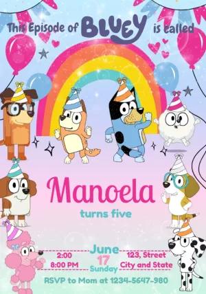 Bluey & Bingo Birthday Invitation to Edit Online