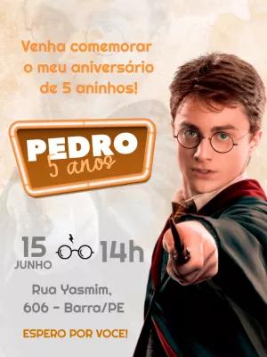 Convite de Aniversário Harry Potter para Editar Online