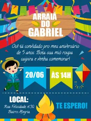 Convite Aniversário Festa Junina Infantil para Editar Online
