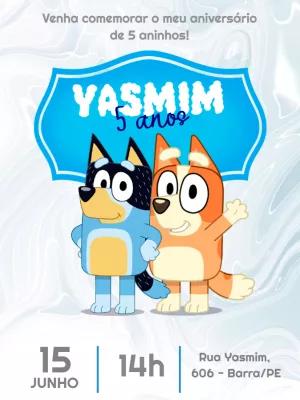 Convite de Aniversário Bluey e Bingo para Editar Online