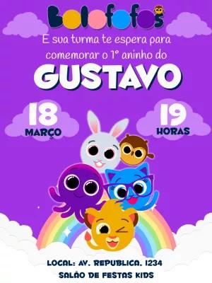 Convite de Aniversário Bolofofos com a Turma para Editar Online