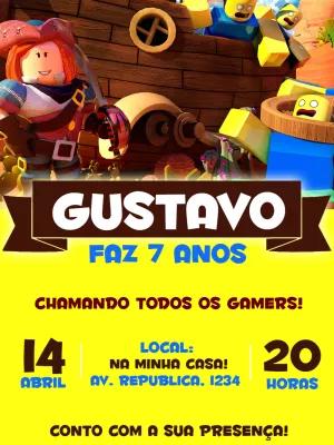 Convite de Aniversário Roblox Aventura para Editar Online