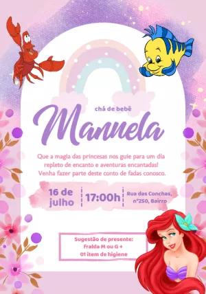 Convite Chá de Bebê A Pequena Sereia para Editar Online