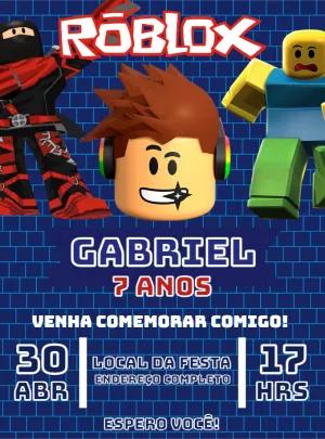 Convite de Aniversário Roblox com Personagens para Editar Online