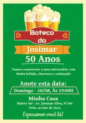 Convite de Aniversário Tema Boteco para Editar Online