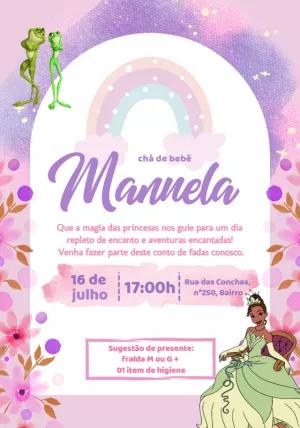 Convite Chá de Bebê Princesa Tiana para Editar Online