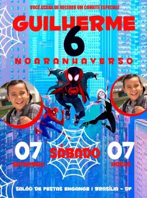 Convite Aniversário Aranhaverso com Foto para Editar Online