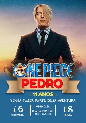 Convite Aniversário One Piece Sanji para Editar Online