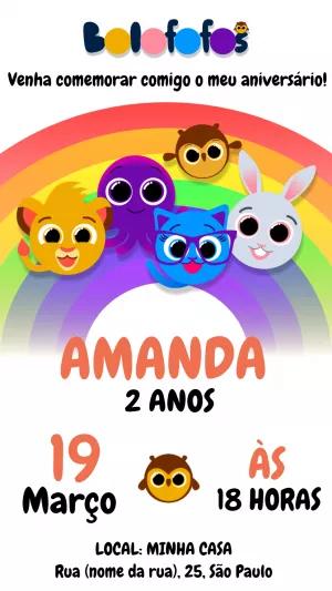Convite de Aniversário Bolofofos com Personagens para Editar Online
