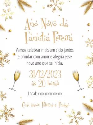 Convite de Ano Novo Dourado Elegante para Editar Online