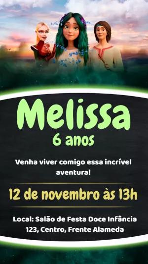 Convite de Aniversário Mavka Aventura na Floresta para Editar