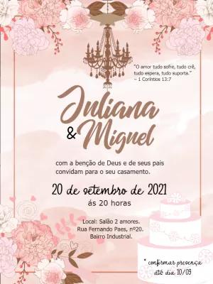 Convite de Casamento Floral Elegante para Editar Online