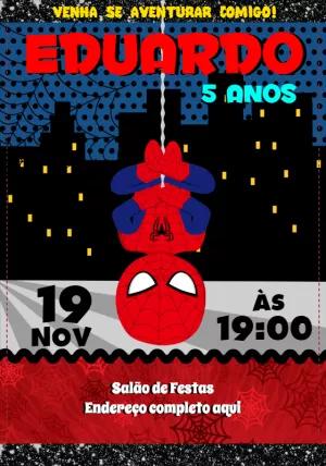 Convite Aniversário Homem Aranha para Editar Online