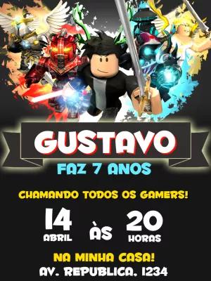 Convite Aniversário Roblox com Personagens para Editar Online