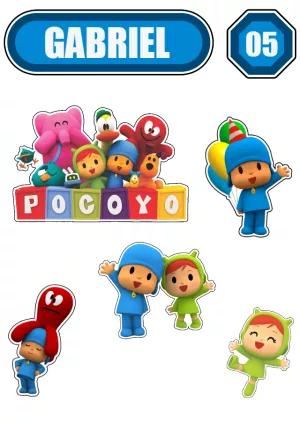 Topo de Bolo Pocoyo com Personagens para Editar e Imprimir