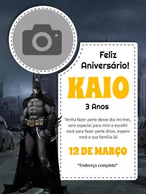 Convite de Aniversário Batman com Foto para Editar Online