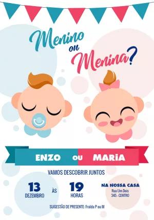 Convite Chá Revelação Menino ou Menina? para Editar Online