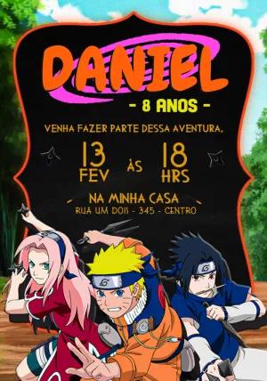 Convite de Aniversário Naruto para Editar Online e Imprimir