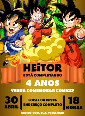 Convite de Aniversário Goku Dragon Ball Z para Editar Online