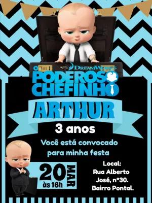 Convite Aniversário Poderoso Chefinho para Editar Online