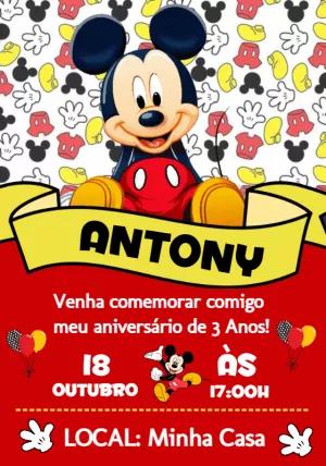 Convite de Aniversário Mickey Mouse para Editar Online