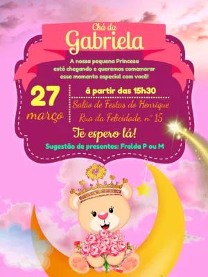 Convite Chá de Bebê Ursinha Princesa para Editar Online