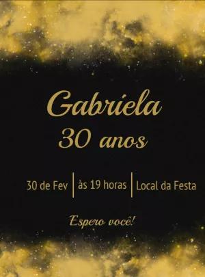 Convite de Aniversário Adulto Glitter Dourado para Editar