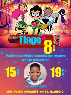 Convite Aniversário Jovens Titãs com Foto para Editar Online