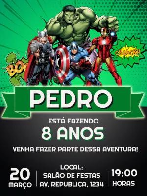 Convite de Aniversário Vingadores com Heróis para Editar Online