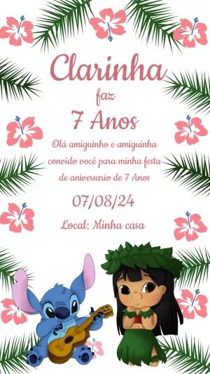 Convite de Aniversário Lilo e Stitch para Editar Online