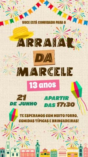 Convite Aniversário Festa Junina Típico para Editar Online