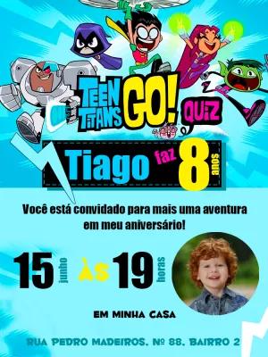 Convite Aniversário Jovens Titãs com Foto para Editar Online