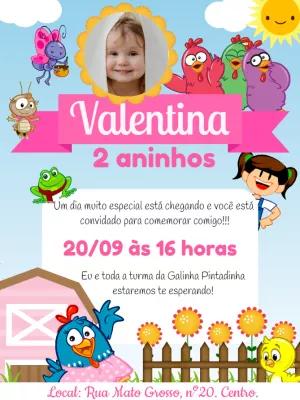 Convite Aniversário Galinha Pintadinha com Foto para Editar