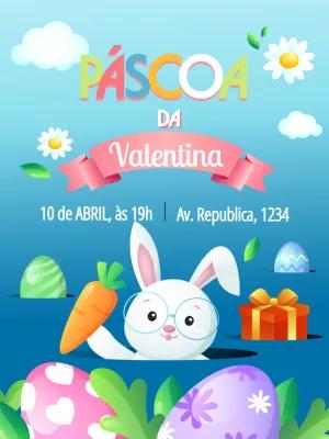 Convite de Aniversário de Páscoa com Coelhinho para Editar Online