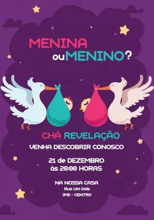 Convite Chá Revelação Cegonha para Editar Online