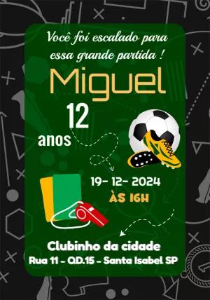 Convite Aniversário Futebol com Bola e Chuteira para Editar Online