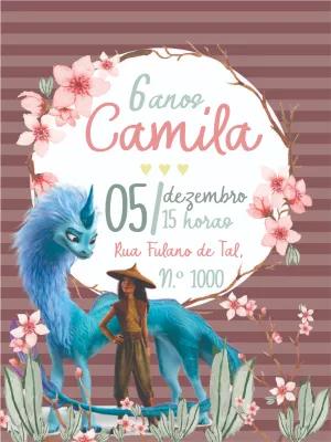 Convite de Aniversário Raya e o Último Dragão para Editar