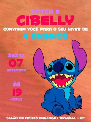 Convite de Aniversário Stitch para Editar Online e Imprimir